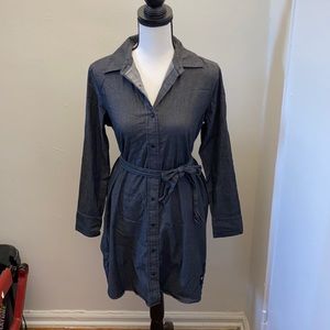 Calvin Klein Jeans Denim Shirt Dress w/ Cinch Tie